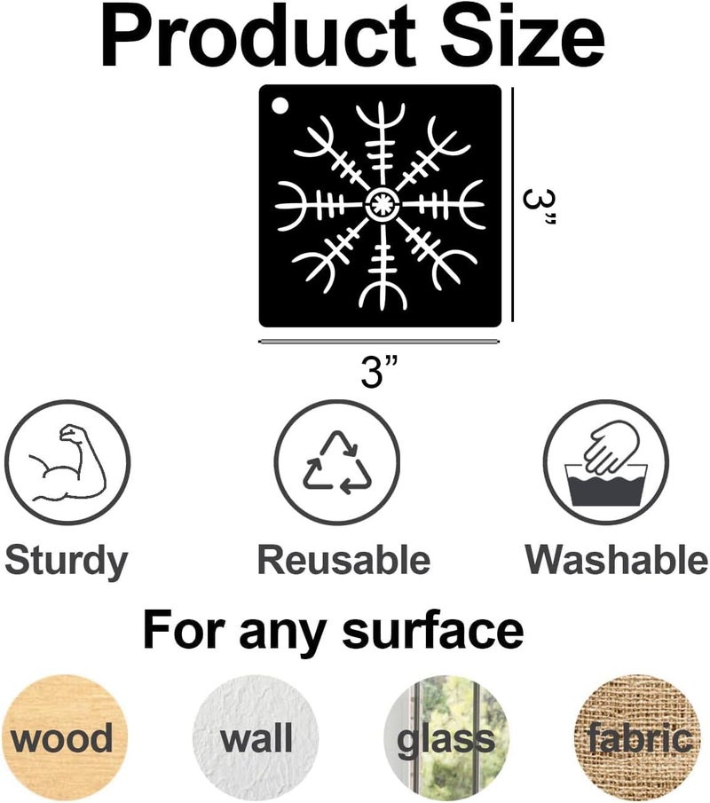 SUNVERSE Viking Stencils for Painting 3inch Reusable Runes Stencil Celtic Template Stencils for Crafts Paint Stencils for Painting on Wood Wall Card Fabrics - Image 2